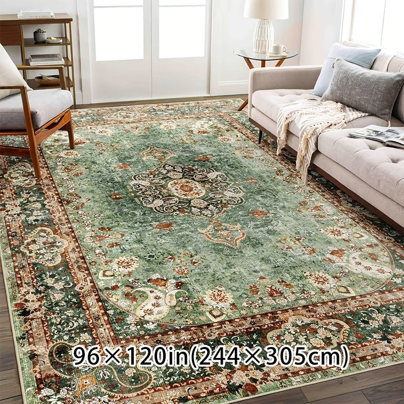Boho Cashmere-Feel Area Rug Large Washable for Living Room & Dining Room – Soft Anti-Slip Bohemian Carpet for Bedroom & Office, 2 Sizes