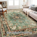 Boho Cashmere-Feel Area Rug Large Washable for Living Room & Dining Room – Soft Anti-Slip Bohemian Carpet for Bedroom & Office, 2 Sizes