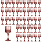 Shatterproof Vintage Champagne & Wine Glasses 48pcs – 7oz Unbreakable Plastic Goblets with Crystal Finish | Reusable Party Cups for Weddings, Outdoor Events & Celebrations | 6 Colors