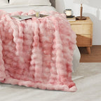 Luxury Faux Rabbit Fur Throw Blanket – Super Soft Plush Warm Blanket for Couch Bed Office Travel, 4 Colors, Throw Twin Queen King, All-Season Gift