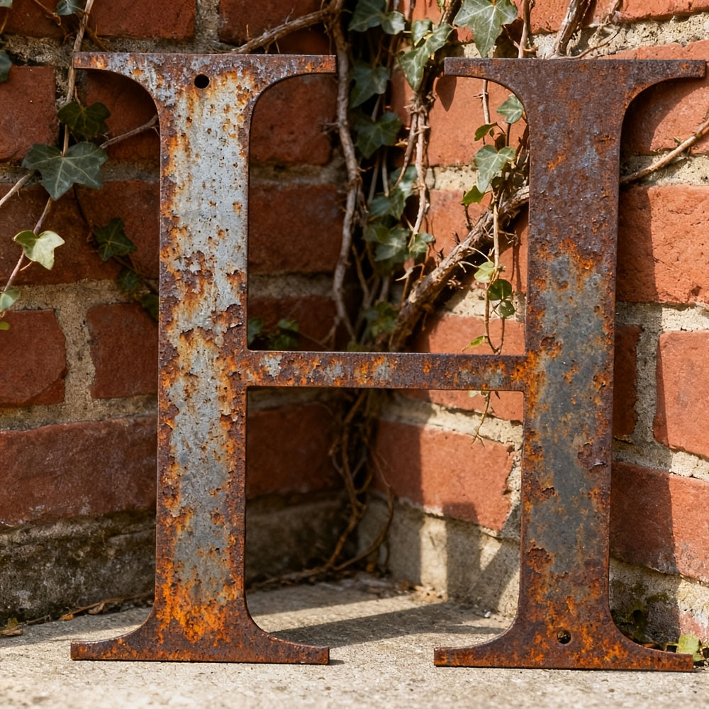 Rustic Metal Letter Wall Decor 12-Inch Tall Slim Iron Alphabet A-Z, Vintage Industrial Wall Art Sign for Home Kitchen Bar Shop, Personalized Name Monogram Holiday Gift for Christmas Thanksgiving – 26 Letters