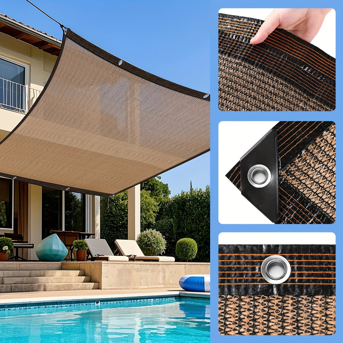Anti-UV Sunshade Net for Garden, Greenhouse, Pergola & Terrace – Durable Sun Protection Shade Cloth for Plants & Outdoor Spaces | Brown & Black, Multiple Sizes