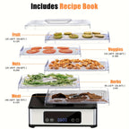 Food Dehydrator Machine 5 Stainless Steel Trays 420W 48H Timer 95-160F Temp Control for Jerky Herbs Meat Fruit with Recipe Book