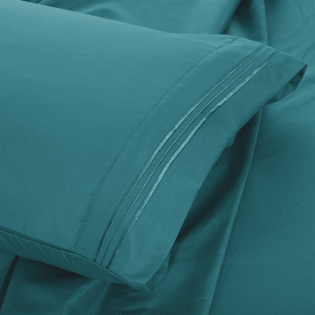 Brushed Microfiber Bed Sheet Set 6 Piece with Embroidered Pillowcases - Hotel Luxury Deep Pocket 16 Inch, Soft Breathable All Season, 24 Colors, Twin Twin XL Full Queen King Cal King