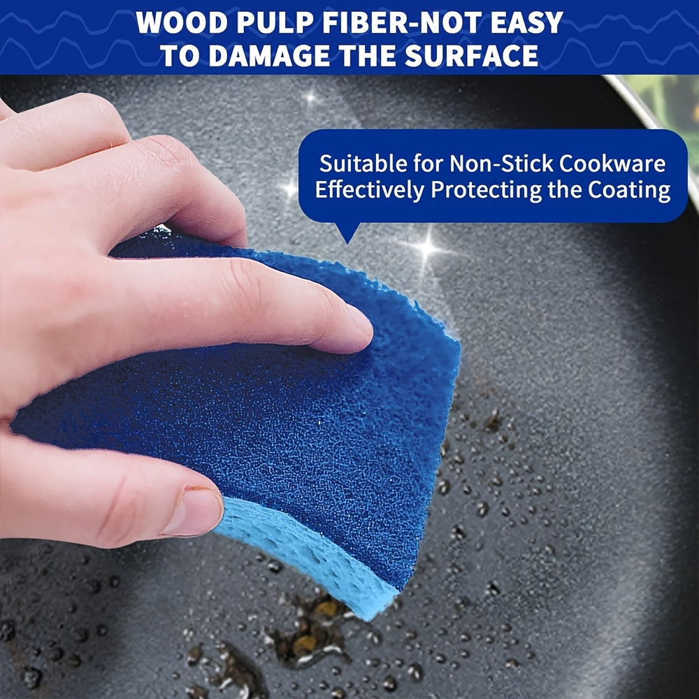 Cellulose Sponges Non-Scratch Dual-Sided with Scouring Pad Bulk Pack 12 18 or 27 Count for Dishes Kitchen Bathroom Glass Non-Stick Cookware