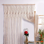 Bohemian Macrame Tapestry Wall Hanging – Large Vertical Handwoven Cotton Boho Wall Decor for Bedroom, Living Room, Wedding Backdrop & Hallway, Cream White Woven Wall Art