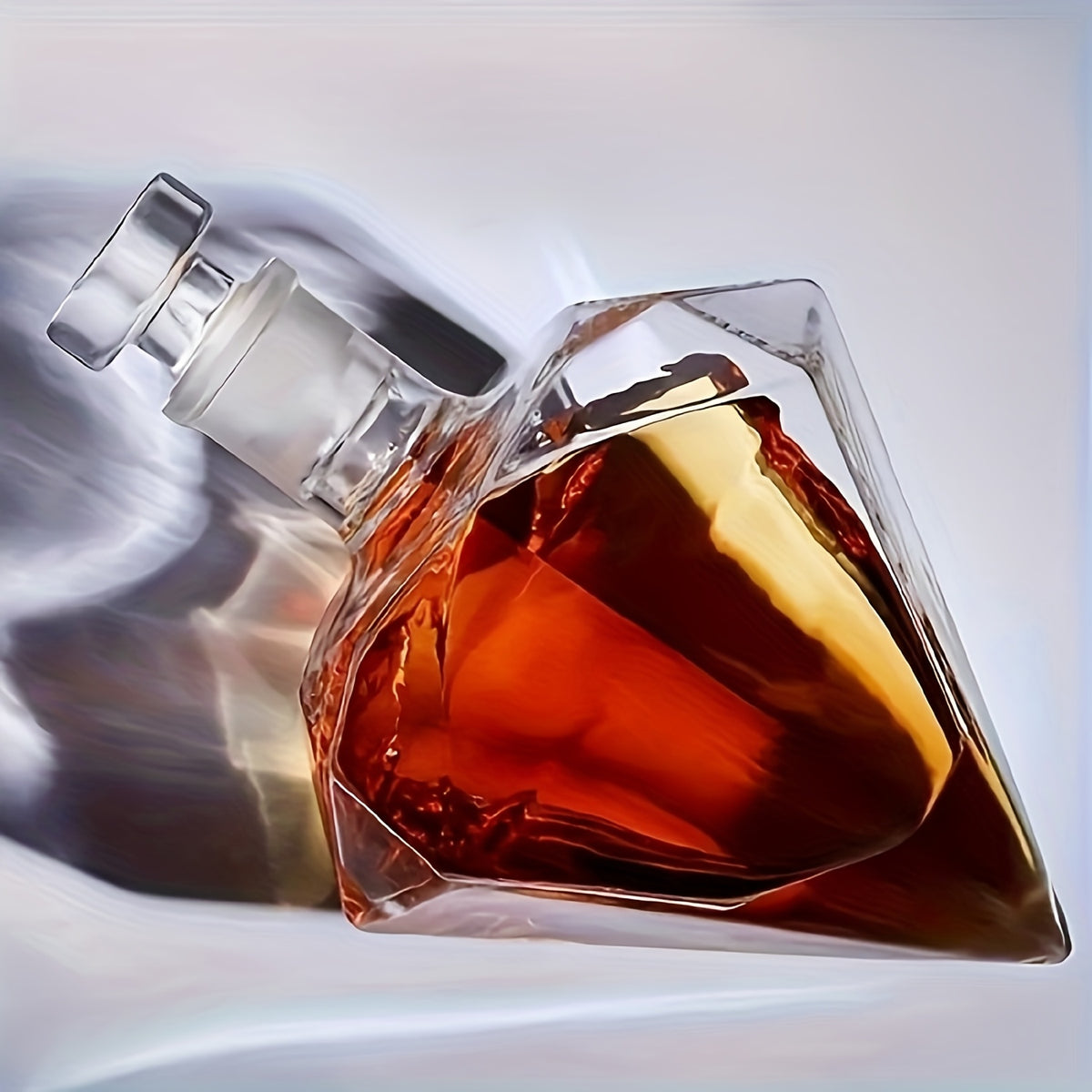 Diamond-Cut Whiskey Decanter Set with 2 Glasses & Wooden Rack – Creative Brick & Stone Pattern Liquor Holder for Bourbon, Scotch, Rum & Vodka | Unique Gift for Men