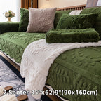 Faux Rabbit Fur Sofa Cover Thick Winter Warm Couch Protector Non-Slip Machine Washable Pet-Friendly Floral Sofa Slipcover for 1 2 3 4 Seater Living Room Bedroom