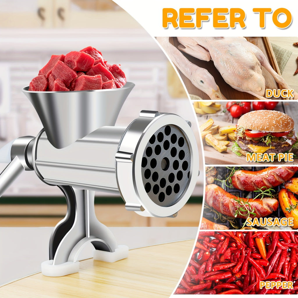 Manual Meat Grinder with Sausage Maker - Stainless Steel Crank Table Clamp Grinder, 3 Sausage Tubes, for Beef Pork Chicken Vegetables, Kitchen Chopping & Grinding Tool | Nuvia Haven