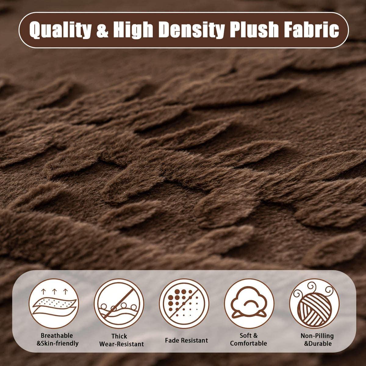 Plush Sofa Cover Faux Rabbit Fur Non-Slip, Thickened Quilted Sofa Cushion Cover Machine Washable, Warm Breathable Pet-Friendly Couch Pad for Living Room, Bedroom & Office