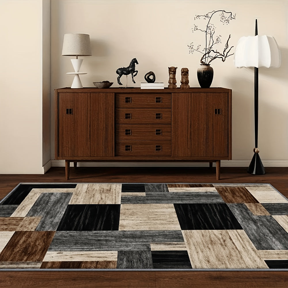 Luxury Velvet Area Rug Geometric Purple – Slip-Resistant Machine Washable 100% Polyester Carpet for Living Room Bedroom High-Traffic Areas, 5 Sizes