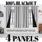 Blackout Curtains 4 Panel Set Rod Pocket – 100% Thermal Insulated Noise Reducing Solid Polyester, Laminated Lining, 7 Colors 7 Sizes
