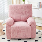 Elastic Jacquard Recliner Chair Cover Single Seat – Stretch Armchair Slipcover Furniture Protector for Living Room Bedroom Office, 6 Colors (Pink Blue Green Camel Gray Beige)