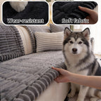 Boho Plush Sofa Cover with Ruffled Edges – Thick Warm Pet-Friendly Couch Protector, Bohemian Style Home Decoration Slipcover for Living Room Sofa Couch Furniture
