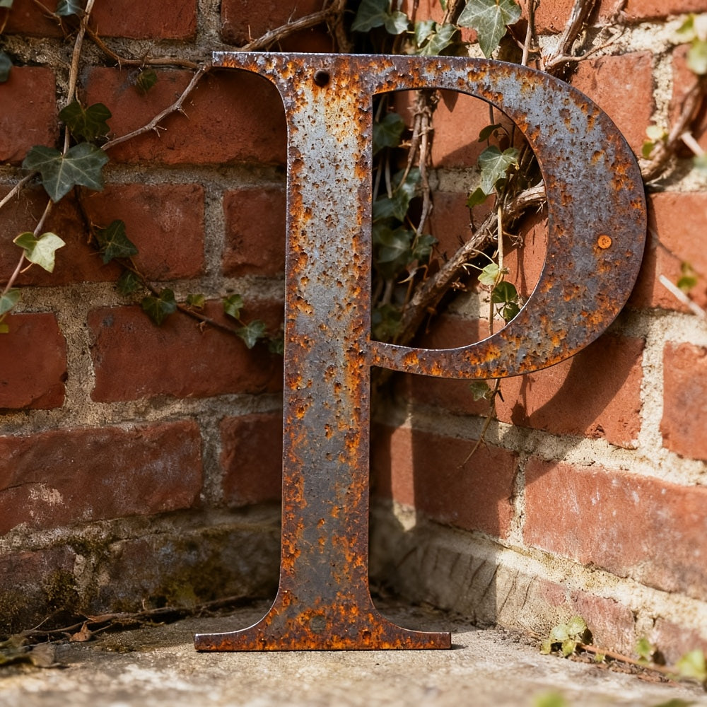 Rustic Metal Letter Wall Decor 12-Inch Tall Slim Iron Alphabet A-Z, Vintage Industrial Wall Art Sign for Home Kitchen Bar Shop, Personalized Name Monogram Holiday Gift for Christmas Thanksgiving – 26 Letters