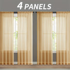Sheer Gauze Curtains 4 Panels Rod Pocket – Dreamy Transparent Light Filtering Window Drapes for Living Room Bedroom Balcony, 11 Colors 3 Sizes