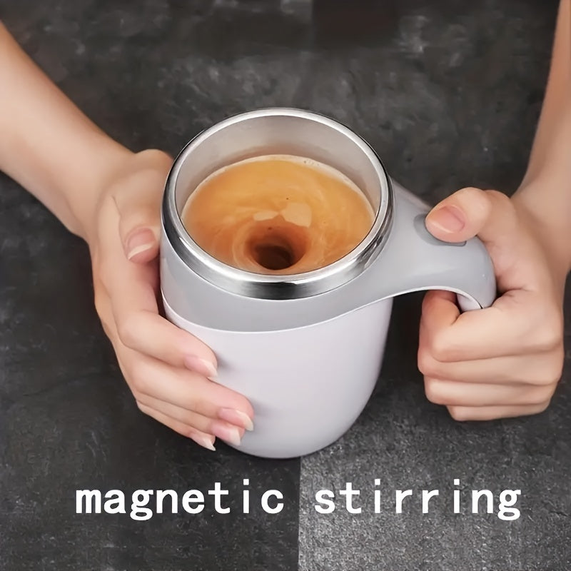 Self Stirring Mug – Electric Magnetic Auto Stirring Coffee Cup in 304 Stainless Steel – Automatic Mix for Coffee, Milk & Protein Shakes – Novelty Gift
