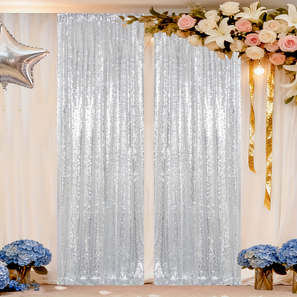 Sequin Curtain Backdrop Panels 24x84 Inches Set of 2 – Glitter Shimmer Party Backdrop for Weddings Birthdays Baby Showers Proms & Photo Booths, 31 Colors