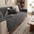 Velvet Sofa Cover Non-Slip Washable Plush Couch Slipcover Pet Friendly Thick Padded Furniture Protector 1 2 3 4 5 Seat Living Room Bedroom