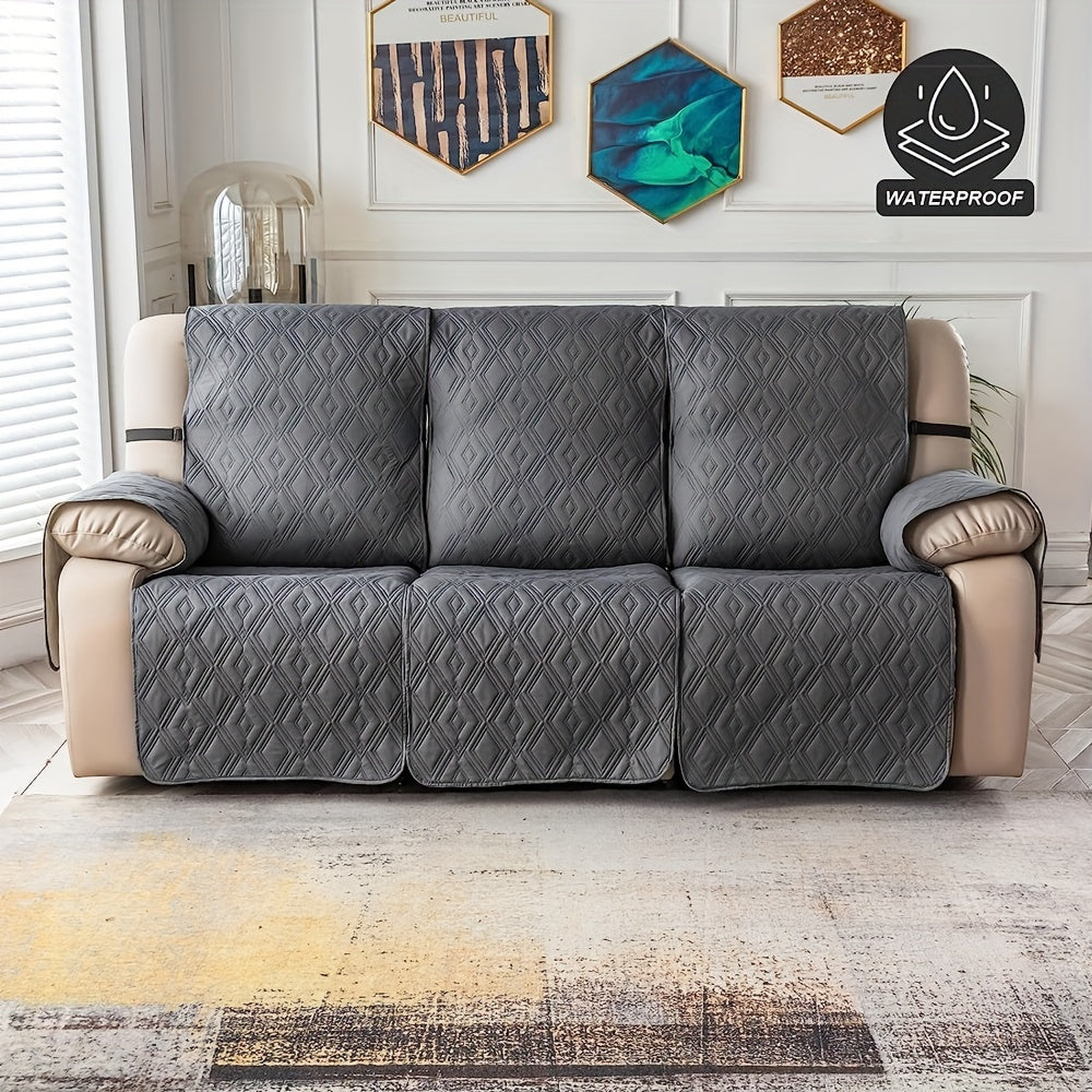 Recliner Sofa Cover Set 3-Piece Non-Slip Couch Covers for 3-Cushion Reclining Couch – Washable Furniture Protector with Elastic Straps for Pets & Dogs, Knit Fabric Slipcover for Living Room