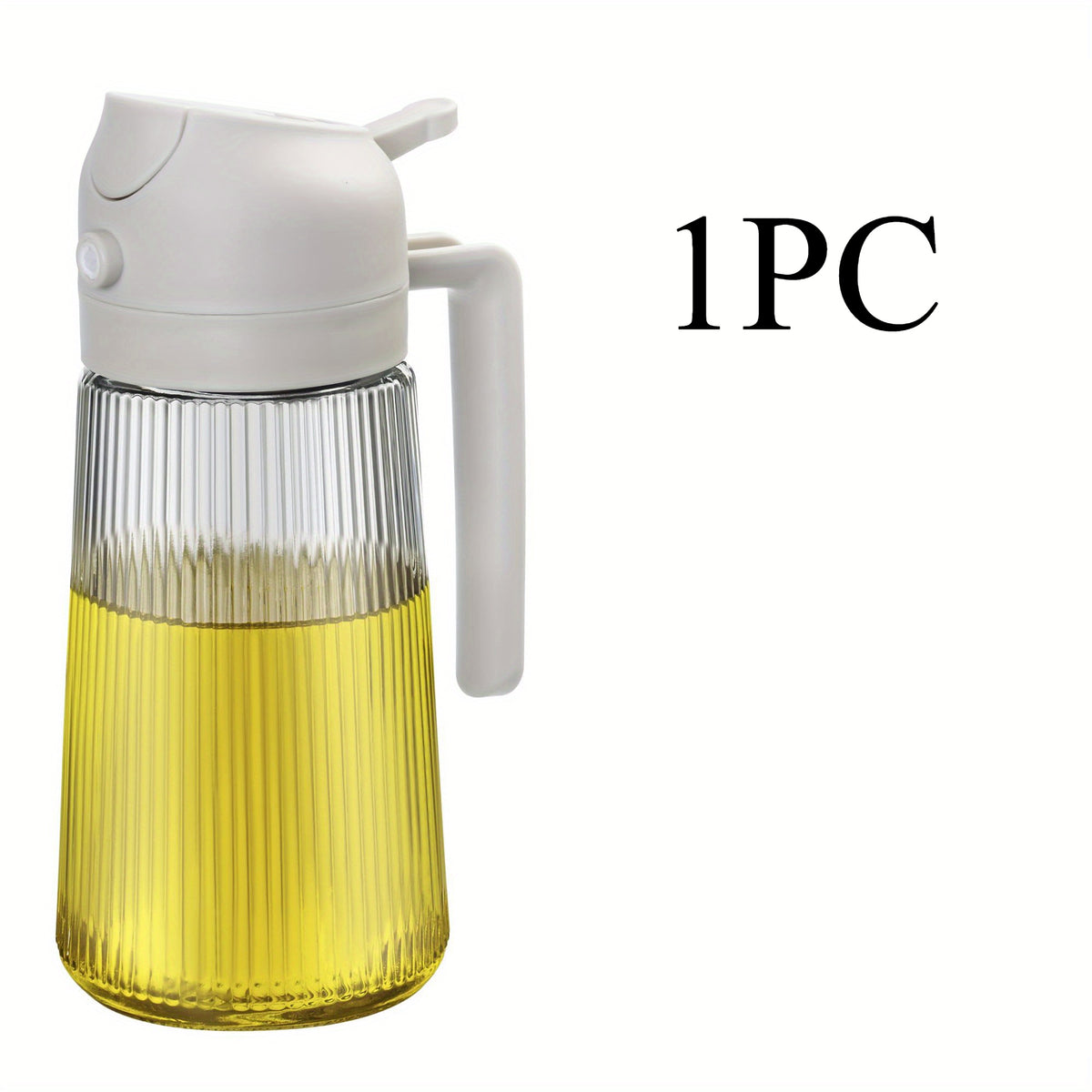 16oz Glass Oil Dispenser Bottle 2-in-1 Spray & Pour – Ribbed Olive Oil Sprayer for Kitchen Cooking, Refillable Glass Oil Spritzer with Leak-Proof Pourer, 1pc or 2pcs