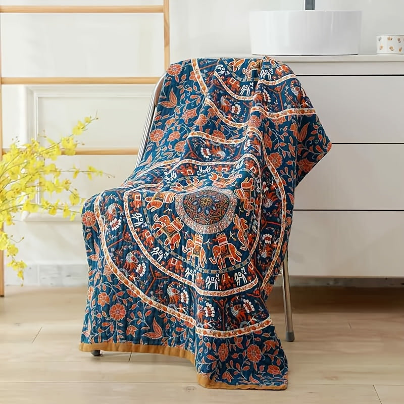 Printed Cotton Bath Towel 31x63 Inch - Soft Quick-Dry Absorbent 100% Cotton Towel, No Pilling No Shedding, Boho Patterns for Home and Beach Use