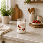 Strawberry Cheesecake Scented Soy Wax Candle 6oz Mason Jar 30-40 Hour Burn Vegan Phthalate-Free Cotton Wick Food Candle Holiday Fall Seasonal Home Decor Gift