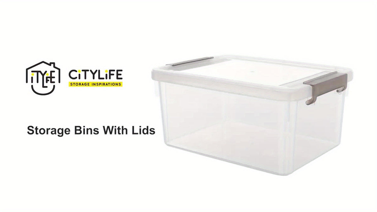 Clear Stackable Storage Boxes with Lids Set of 6 – 16.9 Quart Lockable Plastic Organizer Bins with Latches for Shelves, Multipurpose Home Office Clutter Storage and Organization Containers