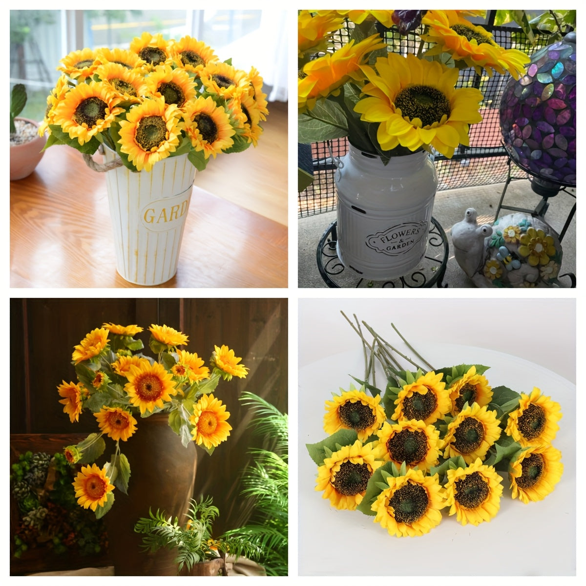 Sunflowers Artificial Flowers 20pcs 10pcs Bulk Fake Sunflower Stems for Home Decor, Wedding Centerpiece, Outdoor Table Decor, Church School Photography Props, Party & Mother's Day Gift