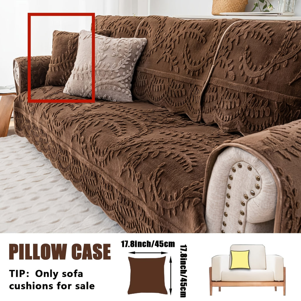 Plush Sofa Cover Faux Rabbit Fur Non-Slip, Thickened Quilted Sofa Cushion Cover Machine Washable, Warm Breathable Pet-Friendly Couch Pad for Living Room, Bedroom & Office