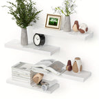 Floating Shelves Wall Mounted Set of 4 – Modern Wall Shelves with Invisible Brackets, Marble Surface Display Shelf for Bedroom, Bathroom, Kitchen & Living Room, Easy No-Drill Install