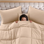 5-Piece Comforter Set – Reversible Quilted Down Alternative Bedding Set with Pillow Shams, Bed Skirt & Cushion | All Season | Twin, Queen, King