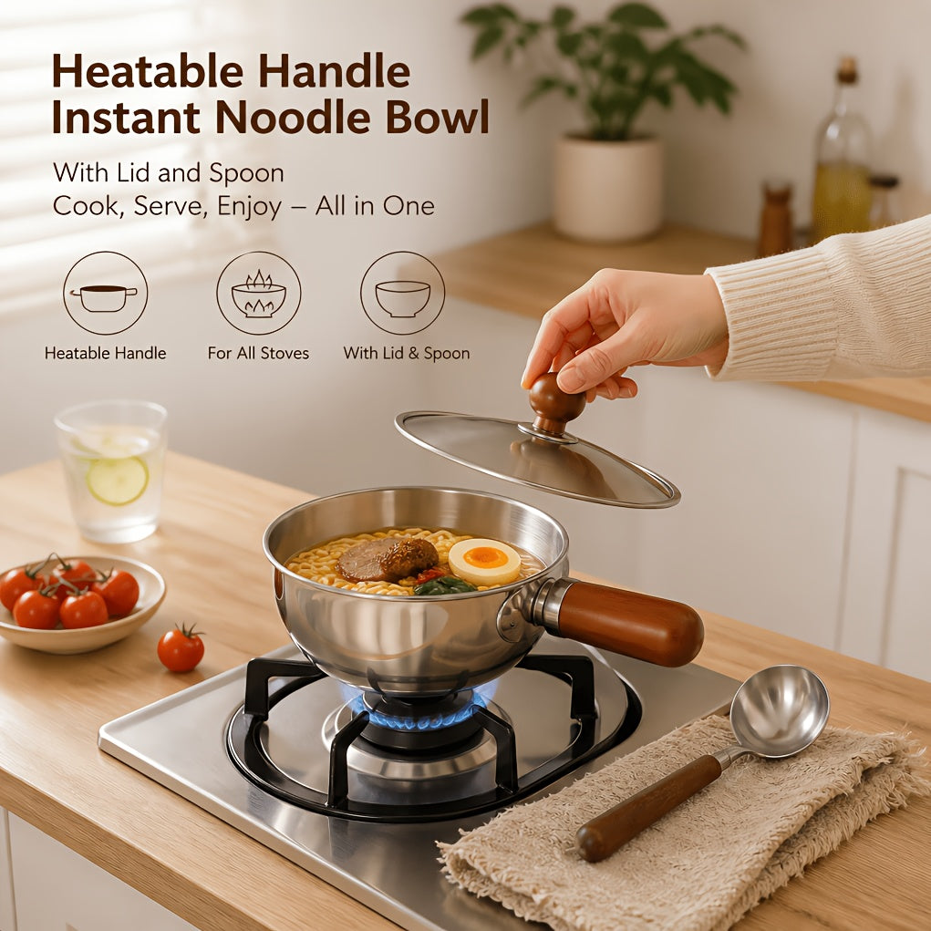 304 Stainless Steel Uncoated Small Frying Pan with Walnut Handle – Physical Non-Stick, Healthy & Durable | Uniform Heat | Easy to Clean | Breakfast, Salad & Dessert