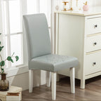 Dining Chair Covers Waterproof PU Leather Stretch Slipcover Set of 4 or 6 | Oil-Proof Universal Chair Protector for Dining Room Kitchen Hotel, 9 Colors