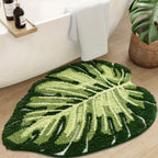 Leaf Print Thick Plush Bathroom Mat – Anti-Slip, Machine Washable & Water Absorbent Bath Rug for Shower, Bathtub & Sink | 24”x31.5”