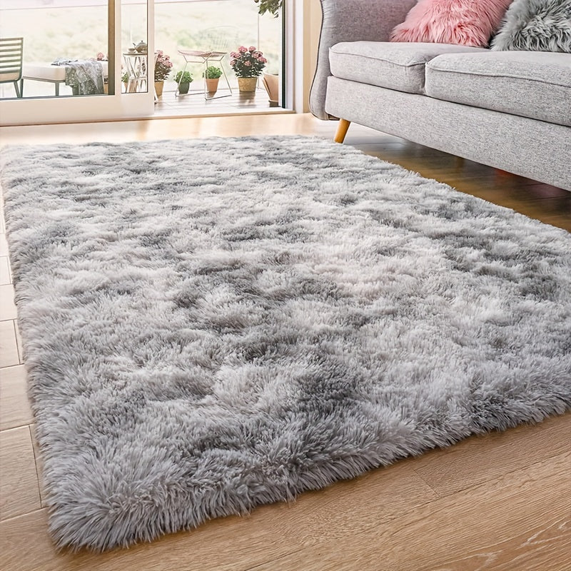 Plush Fluffy Area Rug Tie Dye Soft Indoor Carpet Non-Slip for Living Room Bedroom – Modern Home Decor Floor Mat | Multiple Sizes | Light Gray, Dark Gray, Black, Pink
