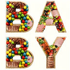 4pcs Baby Shower Wooden Charcuterie Letter Boxes Set BABY Shaped Bamboo Serving Tray Board Decorative Platter for Snacks Cake Cookies – Gender Reveal Birthday Party