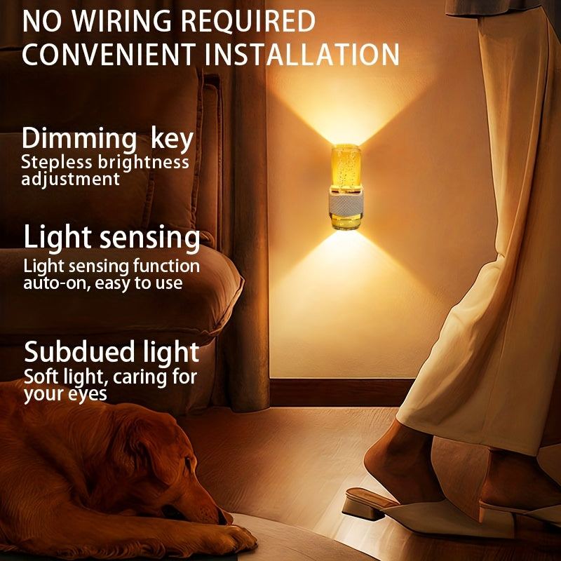 LED Night Light Plug Into Wall, 2 Pack Dimmable 3000K Warm White with Auto Light Sensor, Adjustable Brightness, Modern Design for Hallway Bedroom Nursery Bathroom – No Batteries Needed