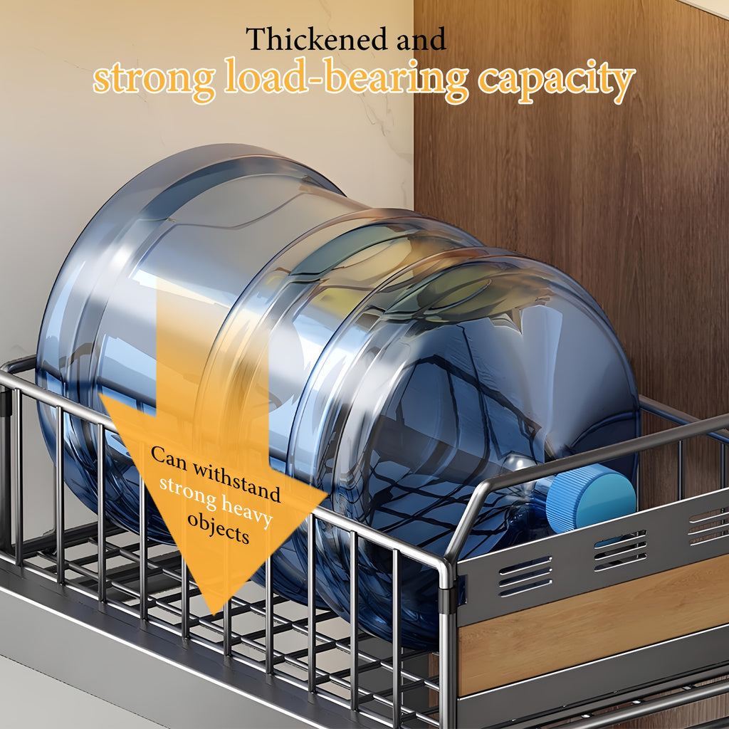 Cabinet Pull-Out Storage Basket 2pcs – Sliding Under-Sink Organizer, Spice Rack & Pantry Shelf Basket for Kitchen, Bathroom & Household Storage