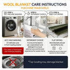 Merino Wool Blanket – Large 62”×86” Warm Thick Washable Throw | Sofa, Bed, Camping & Outdoor | 6 Colors | All Seasons