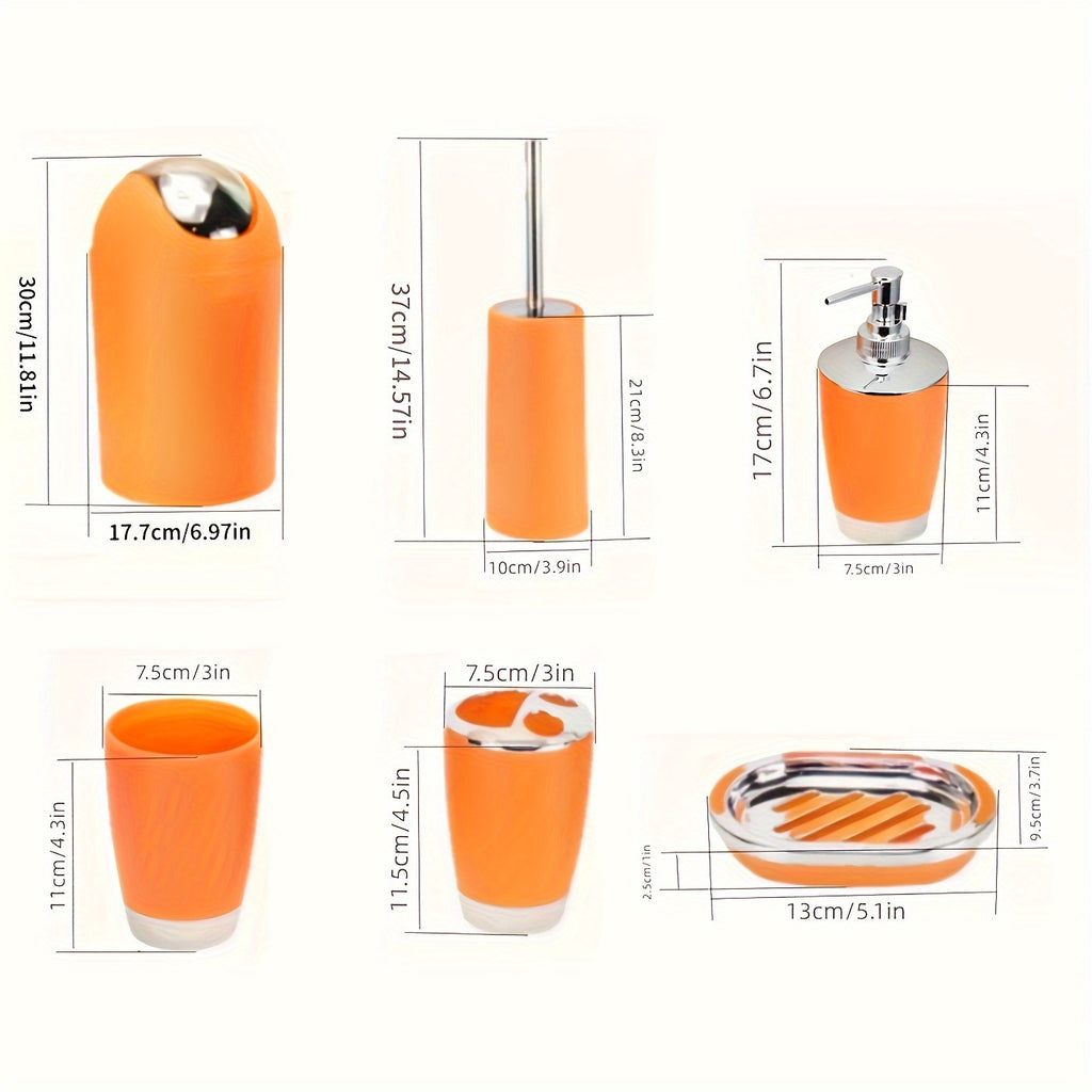 7-Piece Luxury Bathroom Accessory Set Modern Style Trash Can Toilet Brush Soap Dispenser Dish Toothbrush Holder Mouthwash Cup