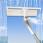 Window Squeegee Cleaner with Extendable Long Handle, 2-in-1 Scrubber & Squeegee Set for Glass, Car Windshield, Floors & High Windows – Streak-Free, Wet & Dry Use, Microfiber Cloth Included