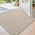 Non-Slip Doormat Low Profile Indoor Outdoor Entry Mat Dirt Trapper – Front Door, Entryway, Patio, Porch & Garage Rug, 4 Sizes, Beige & Grey