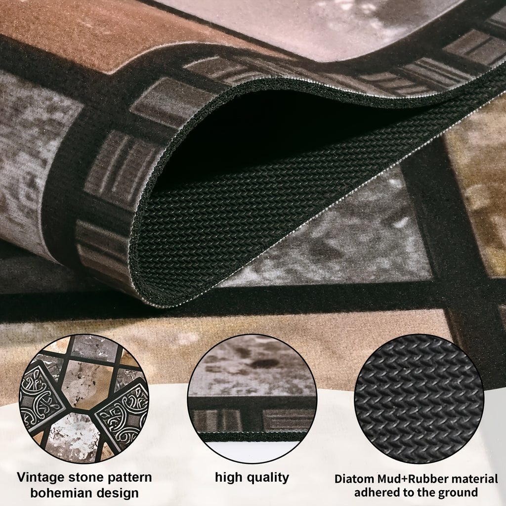 Vintage Plaid Kitchen Floor Mat Set – Diatom Mud Rubber, Absorbent, Non-Slip, Fast Drying, Machine Washable | Kitchen, Bathroom & Hallway | 2-Piece & 3-Piece | Nuvia Haven