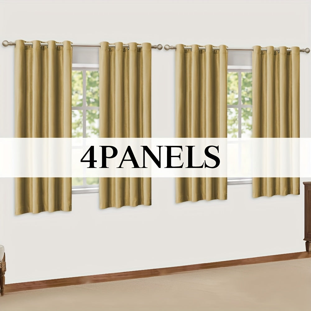 Velvet Grommet Curtains 4 Panels – Room Darkening Thermal Flannel Drapes for Living Room & Bedroom, Luxury Soft Window Panels, 52"W Multiple Lengths, Golden Hot Pink Champagne Taupe