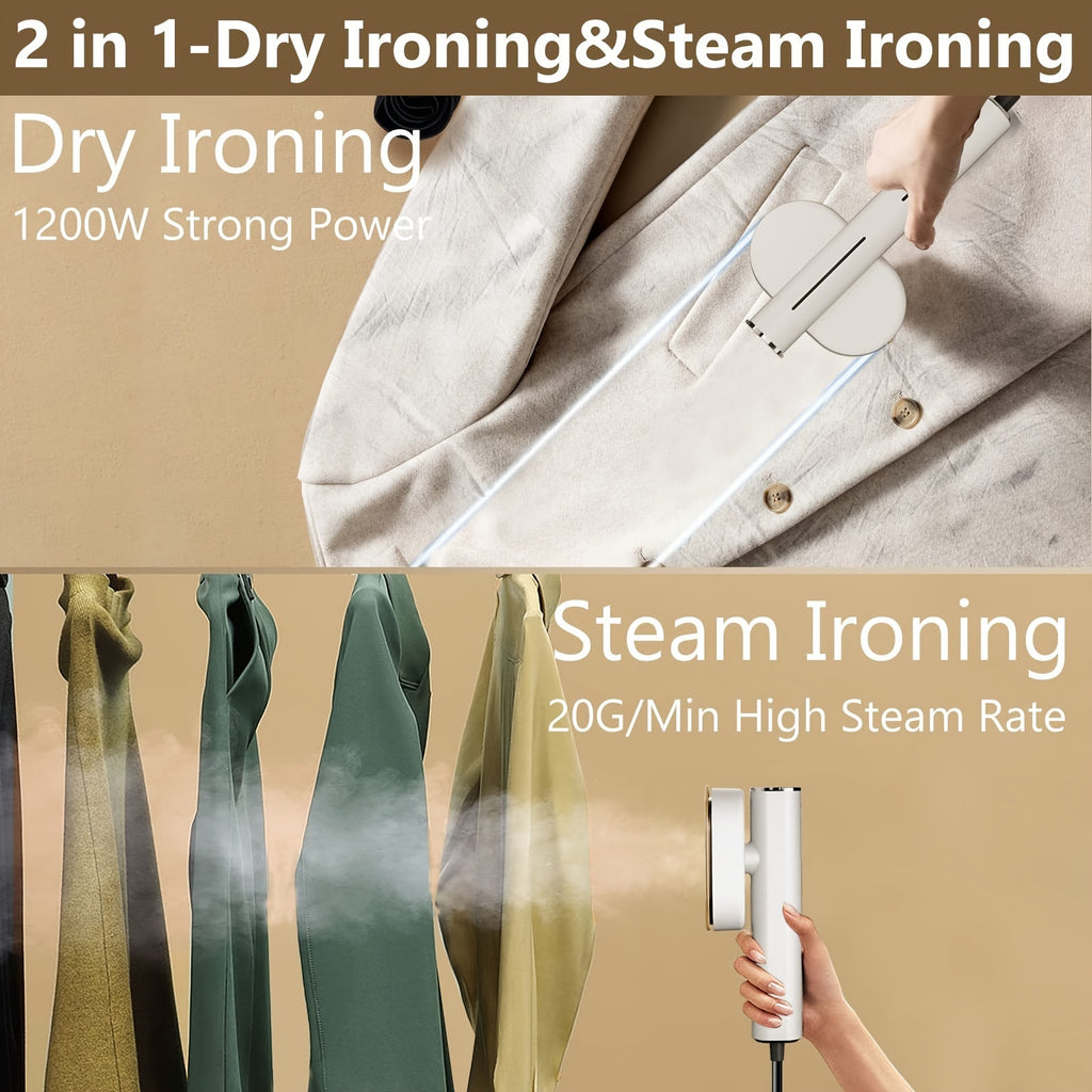 Handheld Garment Steamer 1200W – 10-Second Heat-Up, Horizontal & Vertical Steam, 70ml Refillable Tank, 20-Min Continuous Steam, Ceramic Nozzle, Compact Travel Steam Iron for Home Office Travel, Gray Red White Purple