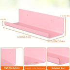 Floating Shelves Set of 4 Wall Mounted Shelves – Picture Ledge Display Shelf for Living Room, Bedroom, Bathroom, Kitchen & Home Office – Decorative Wall Shelves in White, Black, Grey & Pink