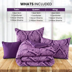 5-Piece Comforter Set – Reversible Quilted Down Alternative Bedding Set with Pillow Shams, Bed Skirt & Cushion | All Season | Twin, Queen, King