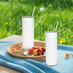 25pcs 20oz Stainless Steel Double Wall Insulated Sublimation Tumbler Bulk Set with Lids & Straws - Minimalist Leakproof Reusable Cup for Office Camping Students | Nuvia Haven