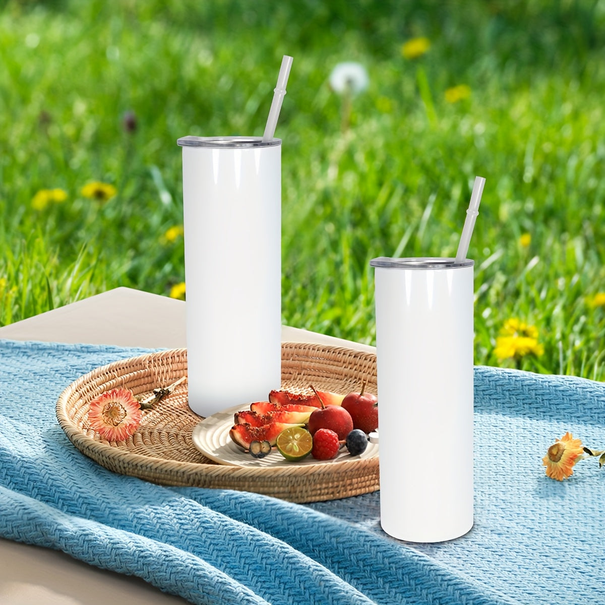 25pcs 20oz Stainless Steel Double Wall Insulated Sublimation Tumbler Bulk Set with Lids & Straws - Minimalist Leakproof Reusable Cup for Office Camping Students | Nuvia Haven